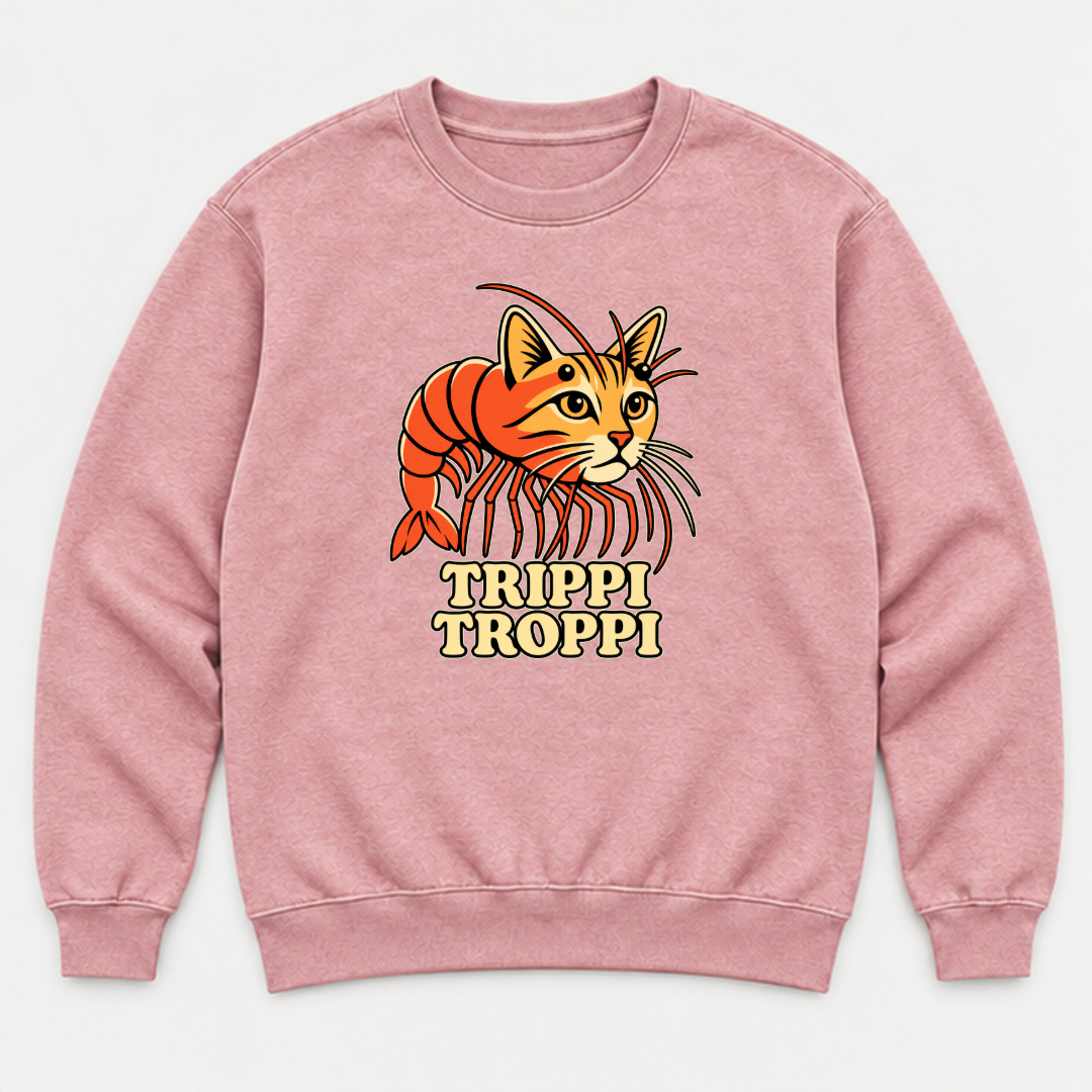 Trippi Troppi Cat Shrimp Graphic- Washed T-Shirt, Hoodie & Sweatshirt