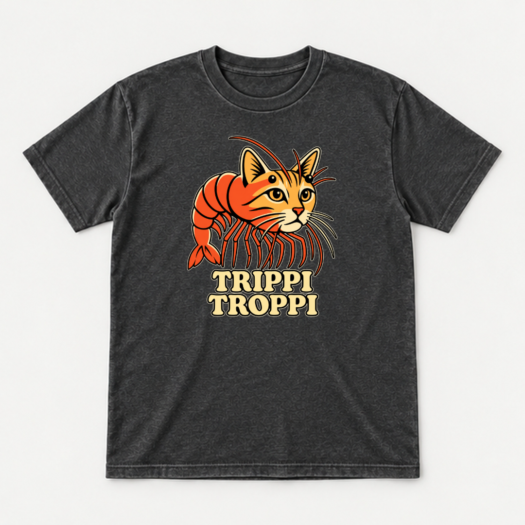 Trippi Troppi Cat Shrimp Graphic- Washed T-Shirt, Hoodie & Sweatshirt