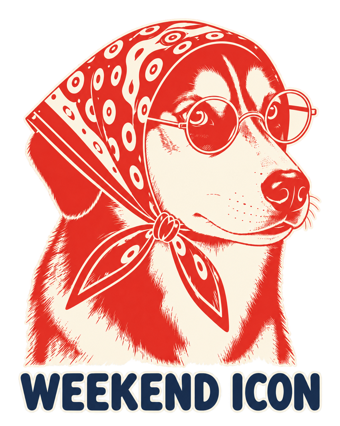 Weekend Icon Bandana Dog Graphic Washed T-Shirt, Hoodie & Sweatshirt