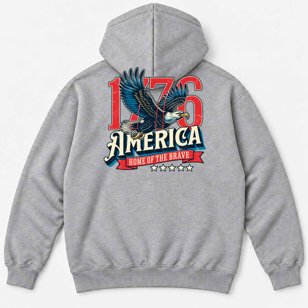1776 Home of the Brave Eagle Graphic Washed T-Shirt, Hoodie & Sweatshirt