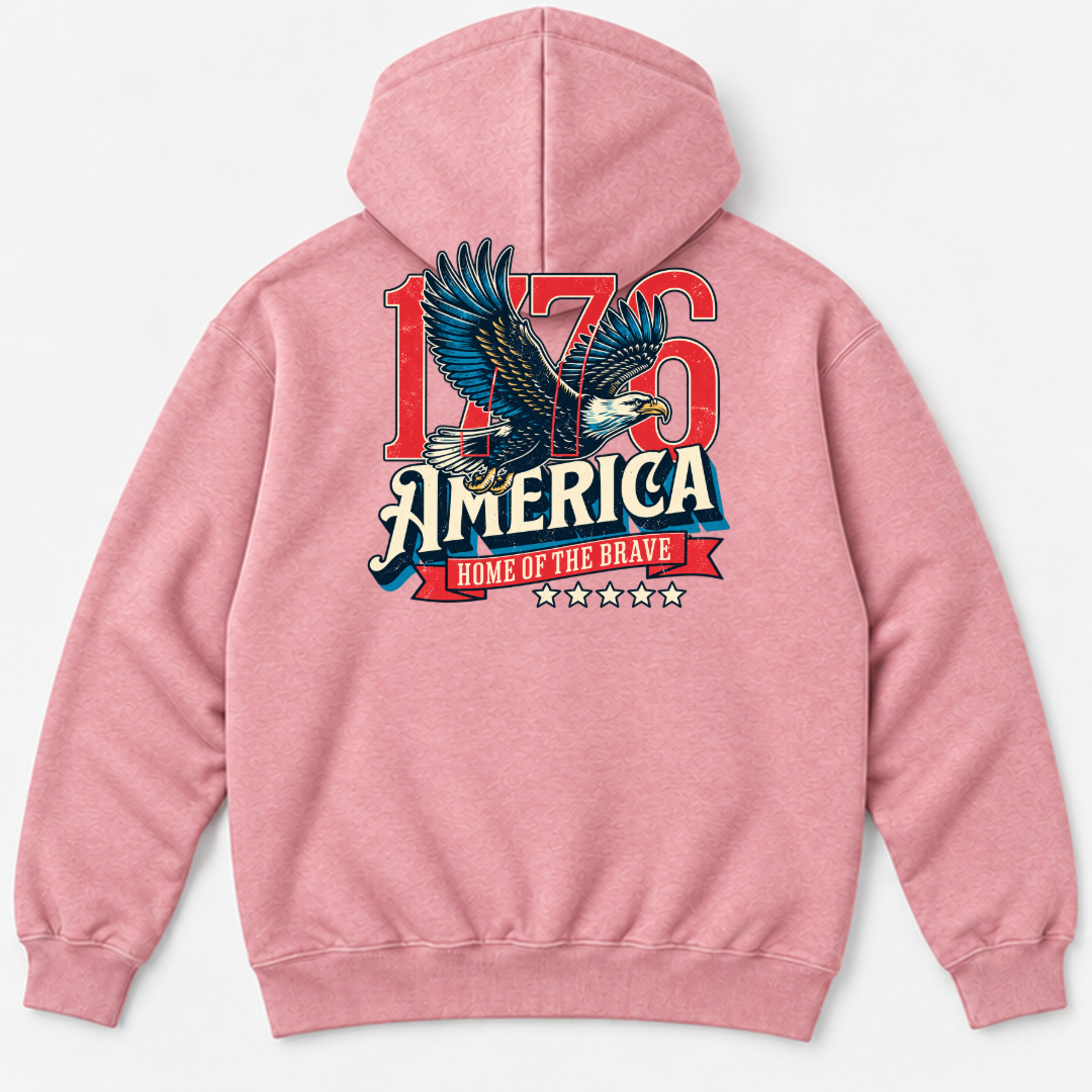1776 Home of the Brave Eagle Graphic Washed T-Shirt, Hoodie & Sweatshirt