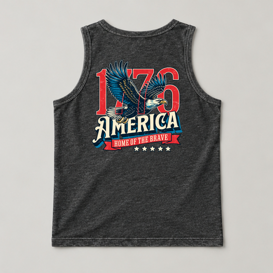 1776 Home of the Brave Eagle Graphic Washed T-Shirt, Hoodie & Sweatshirt