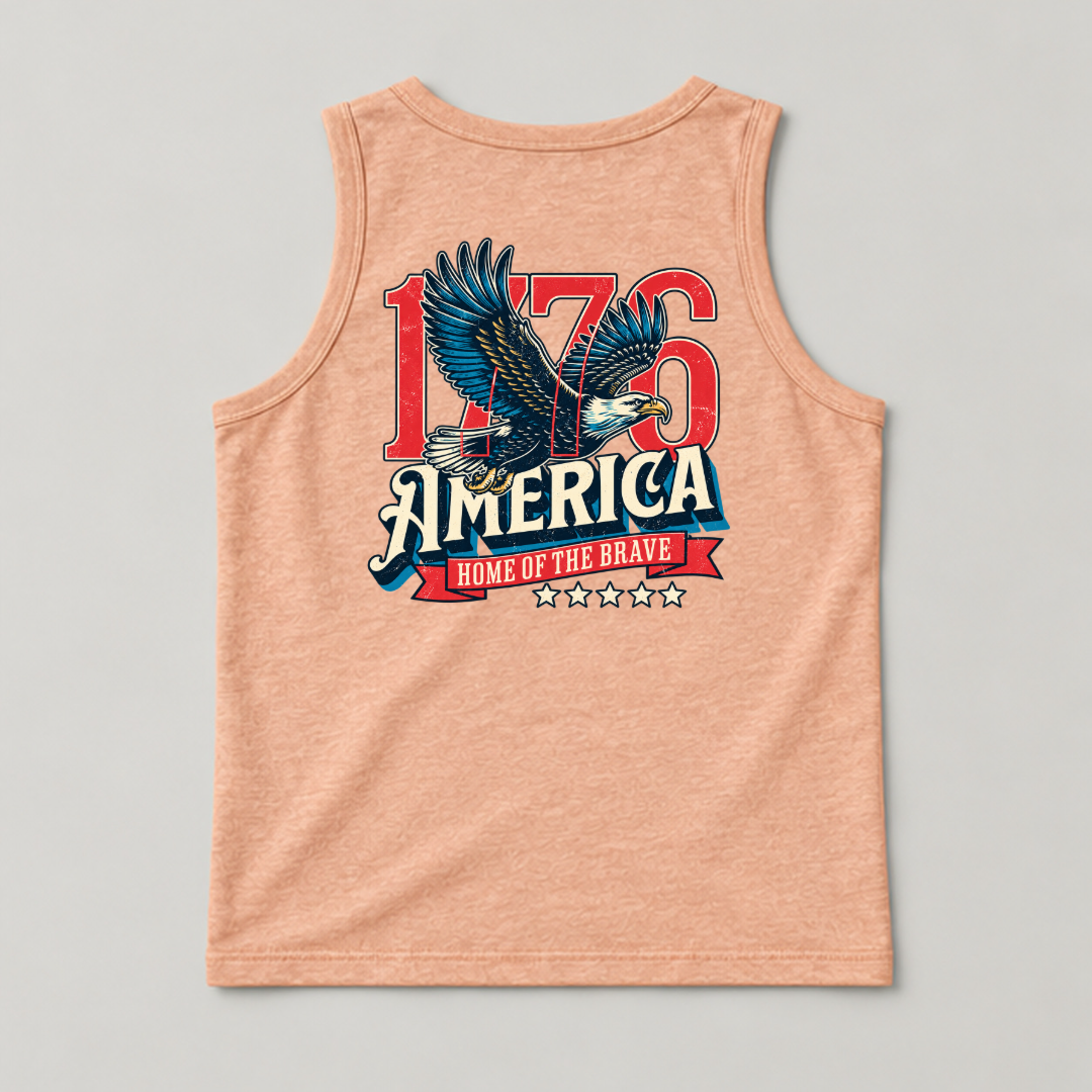 1776 Home of the Brave Eagle Graphic Washed T-Shirt, Hoodie & Sweatshirt