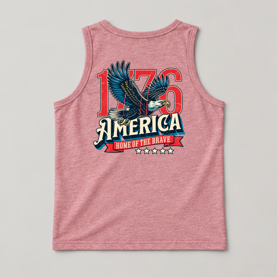 1776 Home of the Brave Eagle Graphic Washed T-Shirt, Hoodie & Sweatshirt