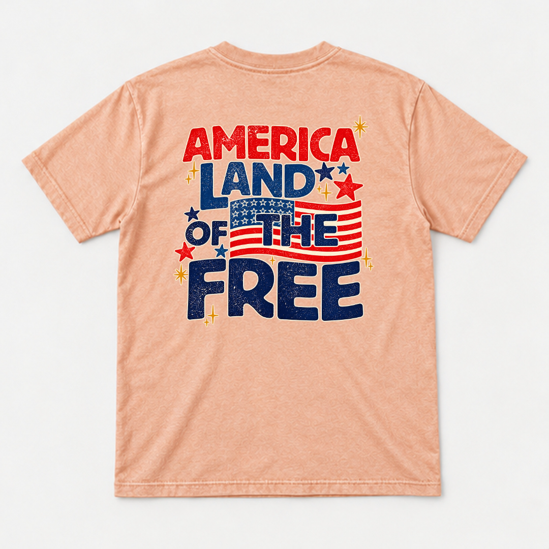 America Land of the Free Patriotic Graphic Washed T-Shirt, Hoodie & Sweatshirt