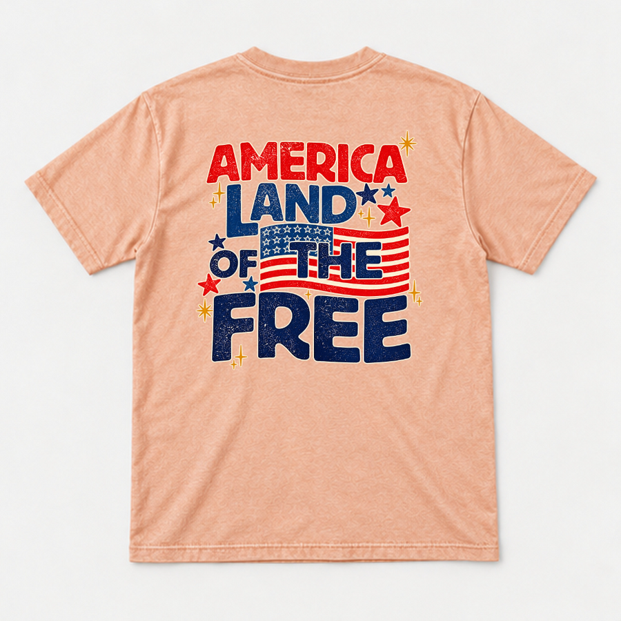 America Land of the Free Patriotic Graphic Washed T-Shirt, Hoodie & Sweatshirt
