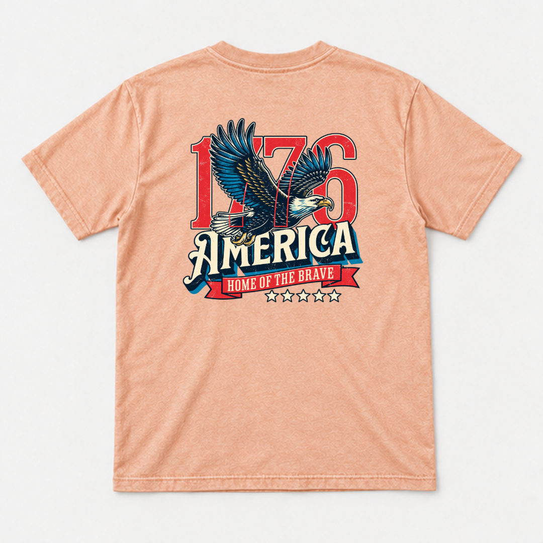 1776 Home of the Brave Eagle Graphic Washed T-Shirt, Hoodie & Sweatshirt