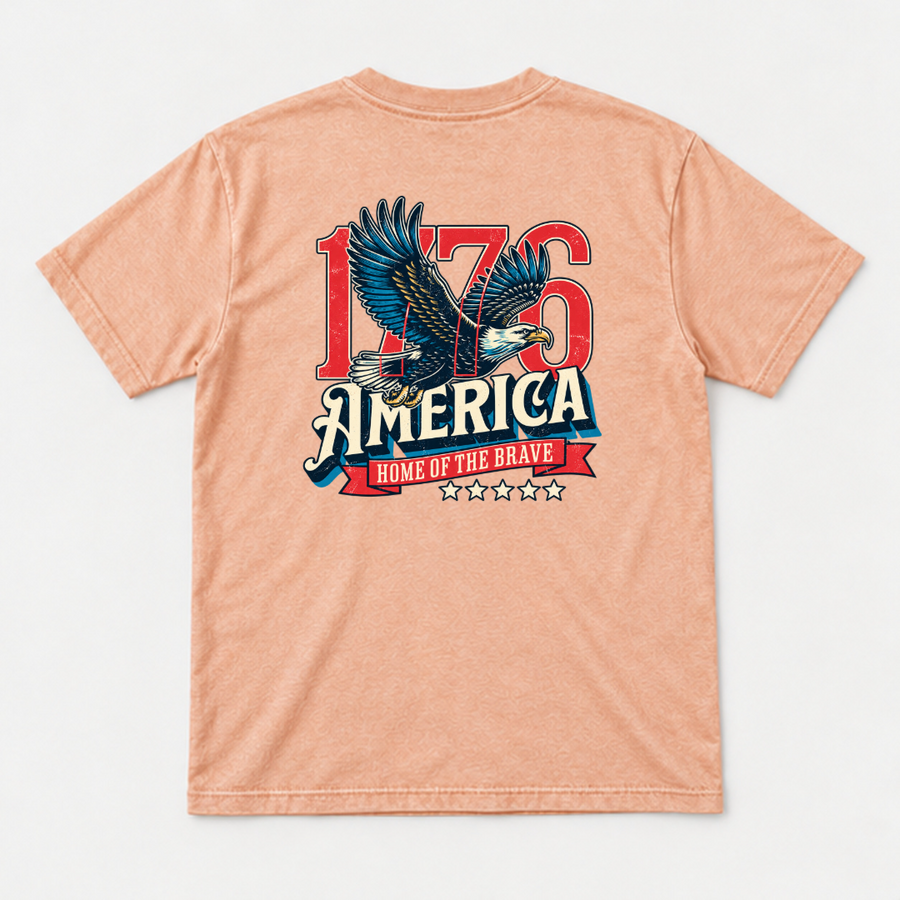 1776 Home of the Brave Eagle Graphic Washed T-Shirt, Hoodie & Sweatshirt
