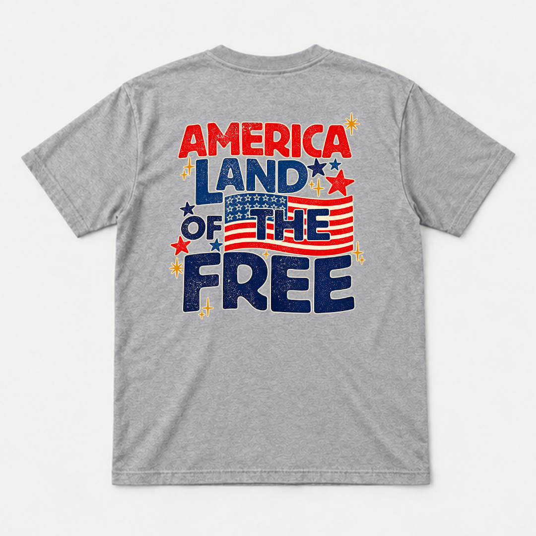 America Land of the Free Patriotic Graphic Washed T-Shirt, Hoodie & Sweatshirt