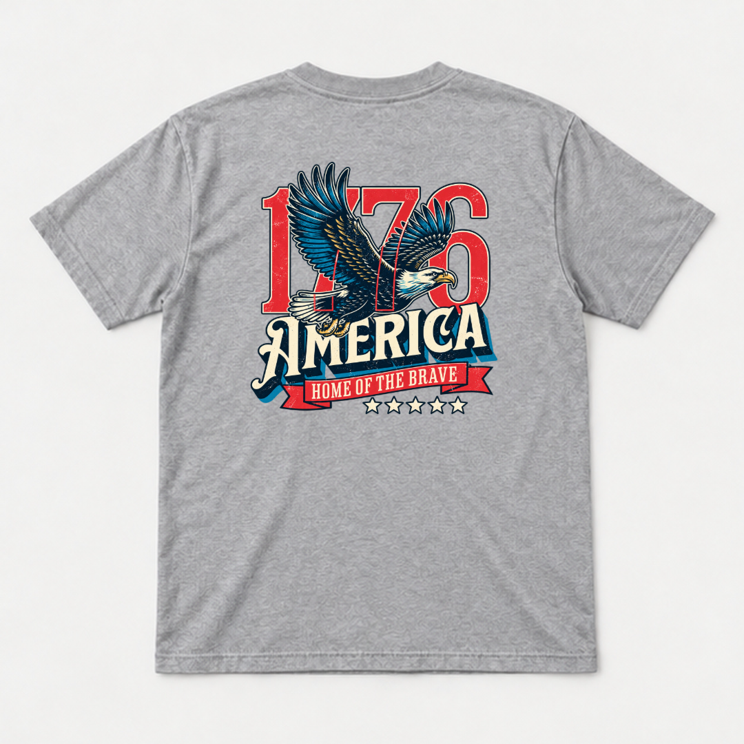 1776 Home of the Brave Eagle Graphic Washed T-Shirt, Hoodie & Sweatshirt