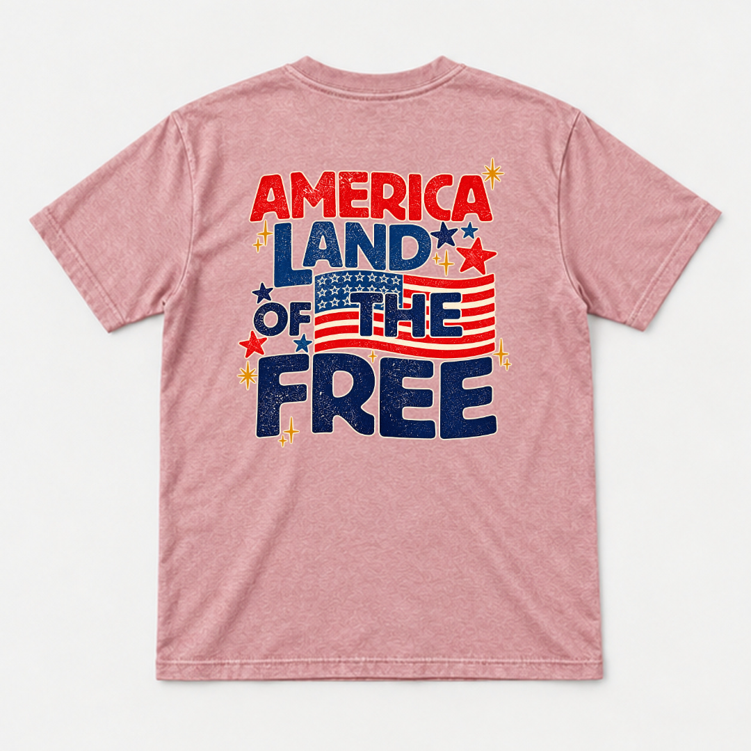 America Land of the Free Patriotic Graphic Washed T-Shirt, Hoodie & Sweatshirt