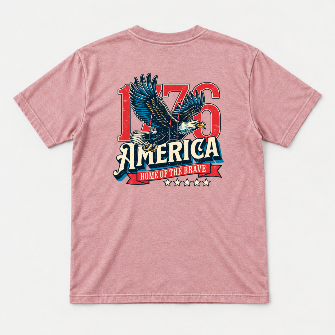1776 Home of the Brave Eagle Graphic Washed T-Shirt, Hoodie & Sweatshirt