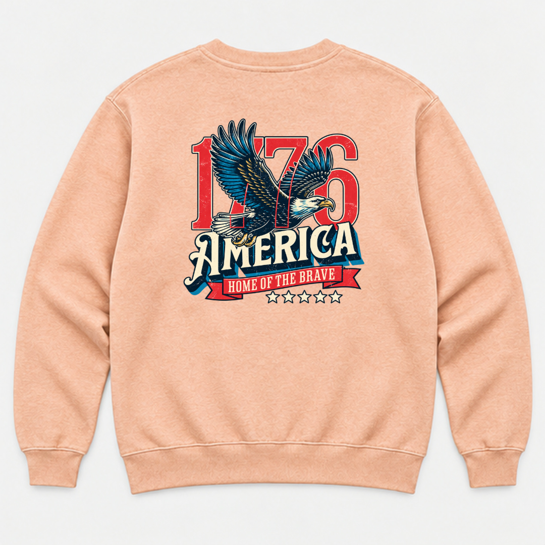 1776 Home of the Brave Eagle Graphic Washed T-Shirt, Hoodie & Sweatshirt