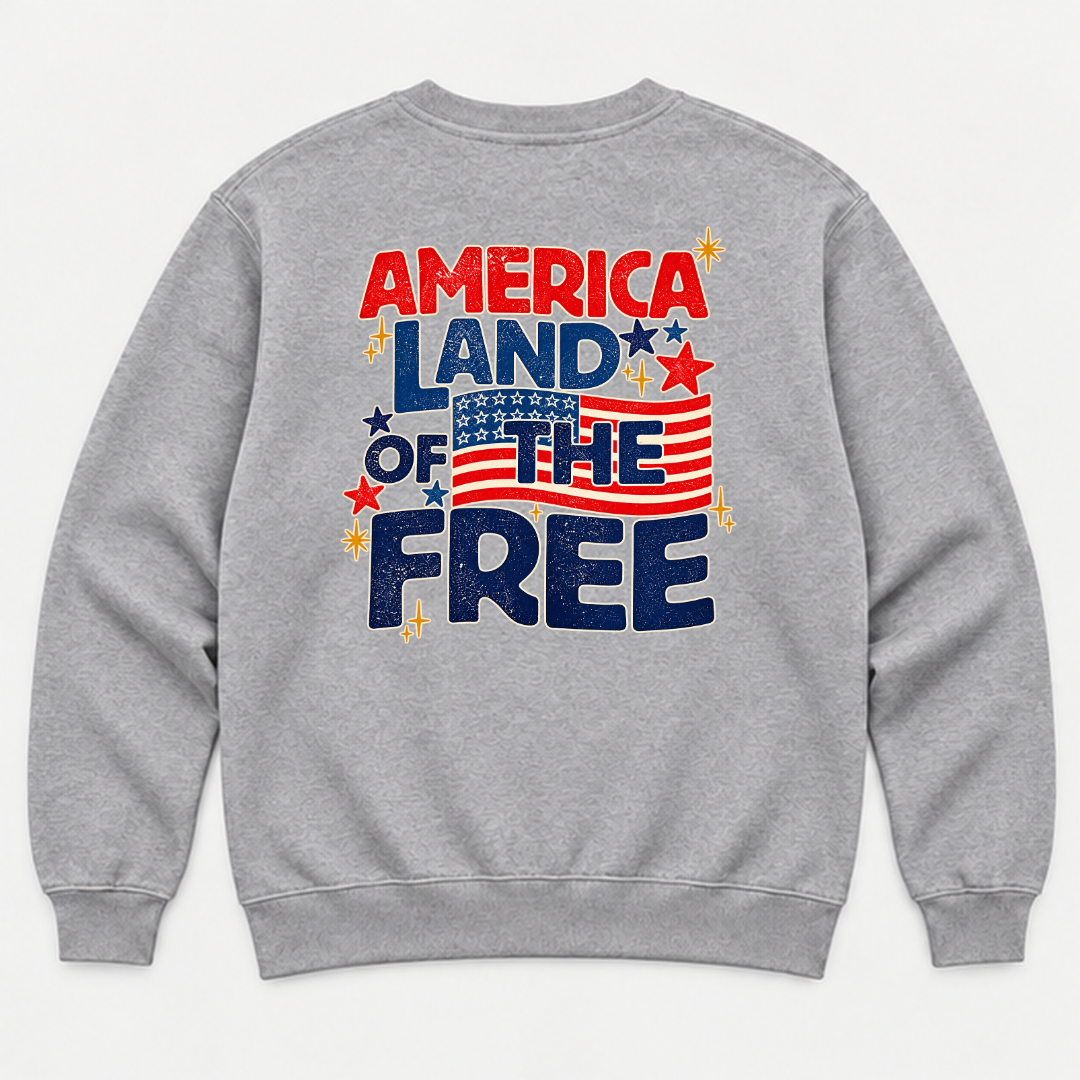 America Land of the Free Patriotic Graphic Washed T-Shirt, Hoodie & Sweatshirt