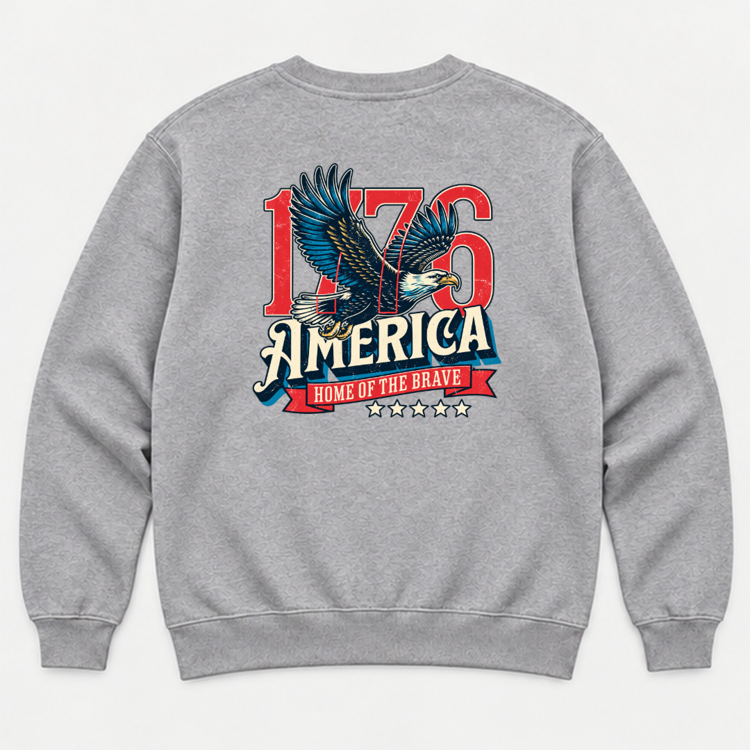 1776 Home of the Brave Eagle Graphic Washed T-Shirt, Hoodie & Sweatshirt