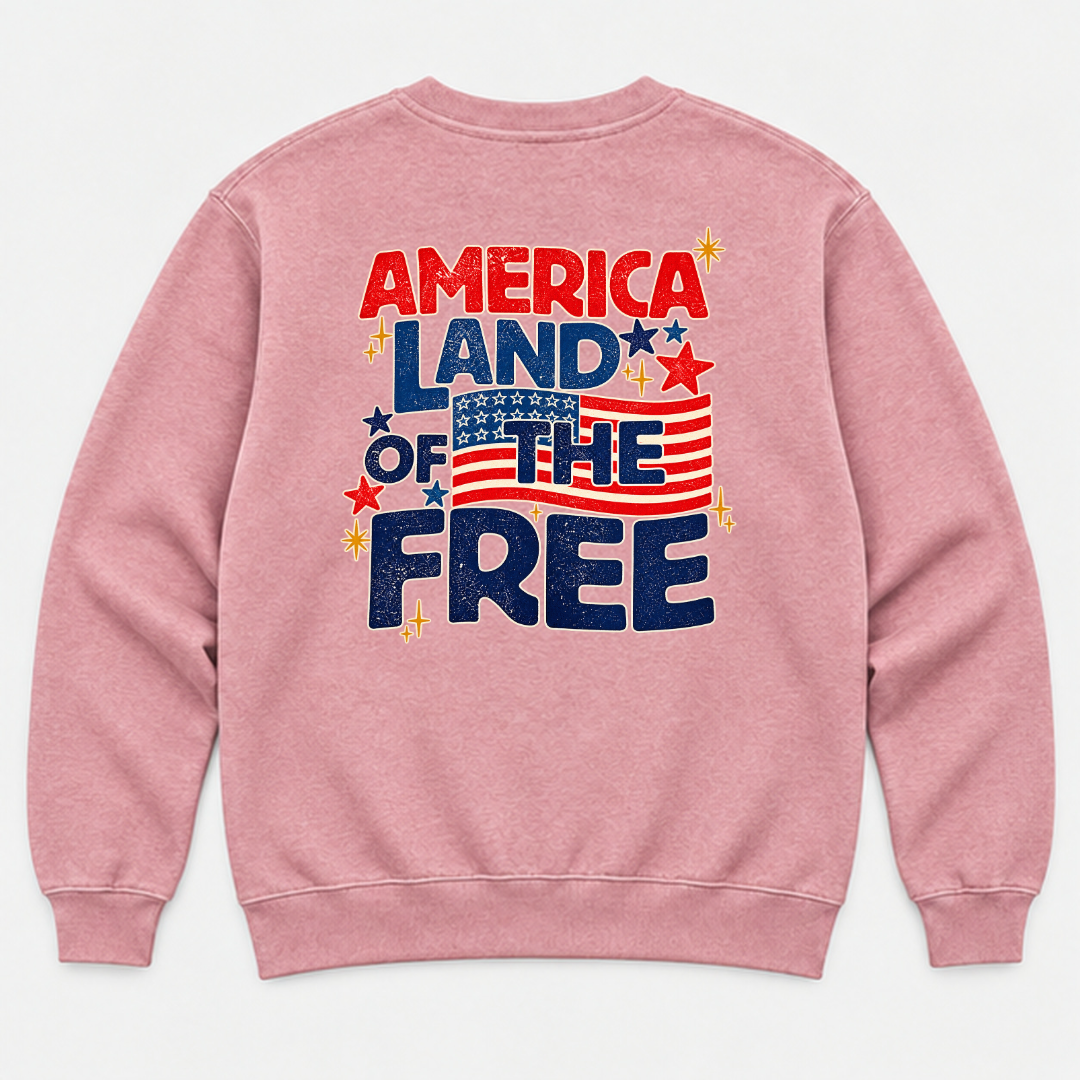 America Land of the Free Patriotic Graphic Washed T-Shirt, Hoodie & Sweatshirt