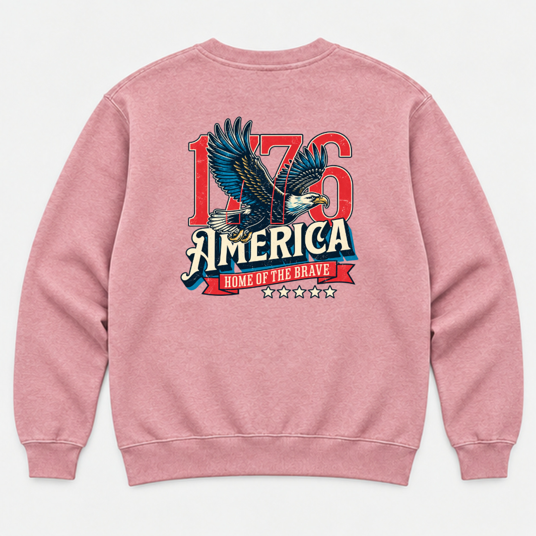 1776 Home of the Brave Eagle Graphic Washed T-Shirt, Hoodie & Sweatshirt