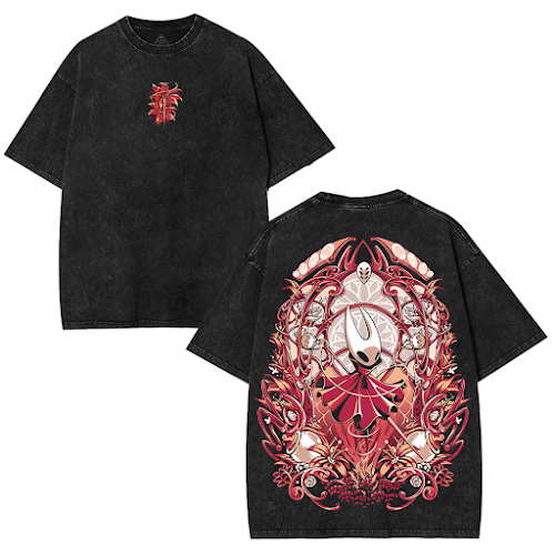 Hollow Knight Silksong Hornet vessel  – Washed Tee Cotton Menswear Top  | SEP 82
