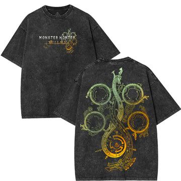 Monster S Hunt Game Vintage Washed Unisex Heavyweight Cotton T-shirt [TPR]