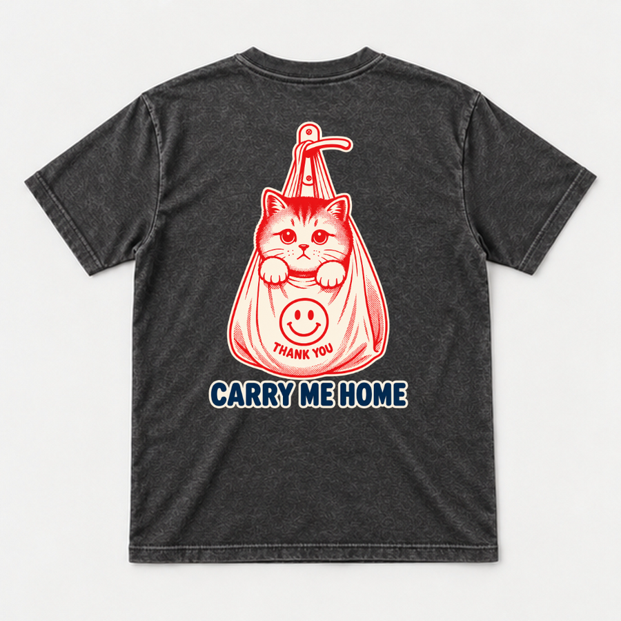 Carry Me Home Cat Tote Bag Graphic Washed T-Shirt, Hoodie & Sweatshirt