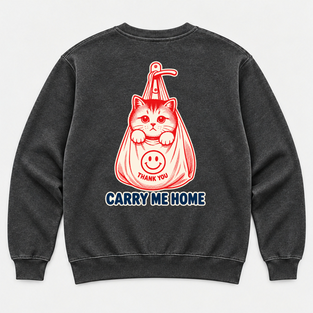 Carry Me Home Cat — Washed apparel mockup 5
