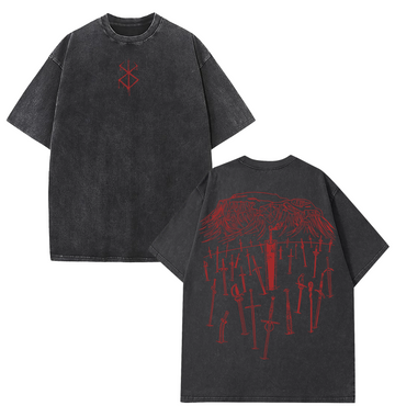Hill Of Swords" Berserk Retro Vintage Unisex Oversize Anime Acid Washed