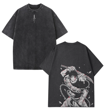 Men's Anime Gym Pump Cover Tee | Vintage Washed Manga Graphic T-Shirt, Anime Gift