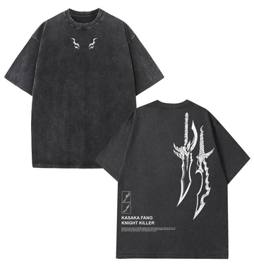 Retro Limited Hunter Sung Jin Woo Sword Solo Leveling Vintage Oversized Washed Tee Unisex Oversize Manga Washed Cotton T-shirt anime Menswear Top