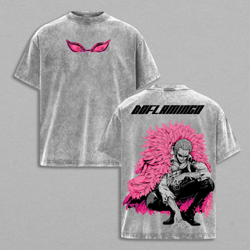 One Piece Limited Doflamingo Smile Tee 90s Vintage Anime Manga Acid Washed Lightweight Streetwear T-Shirt