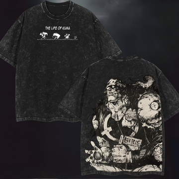 OnePiece Bartholomew Kuma Graphic Tee Acid Washed Oversized T-Shirt