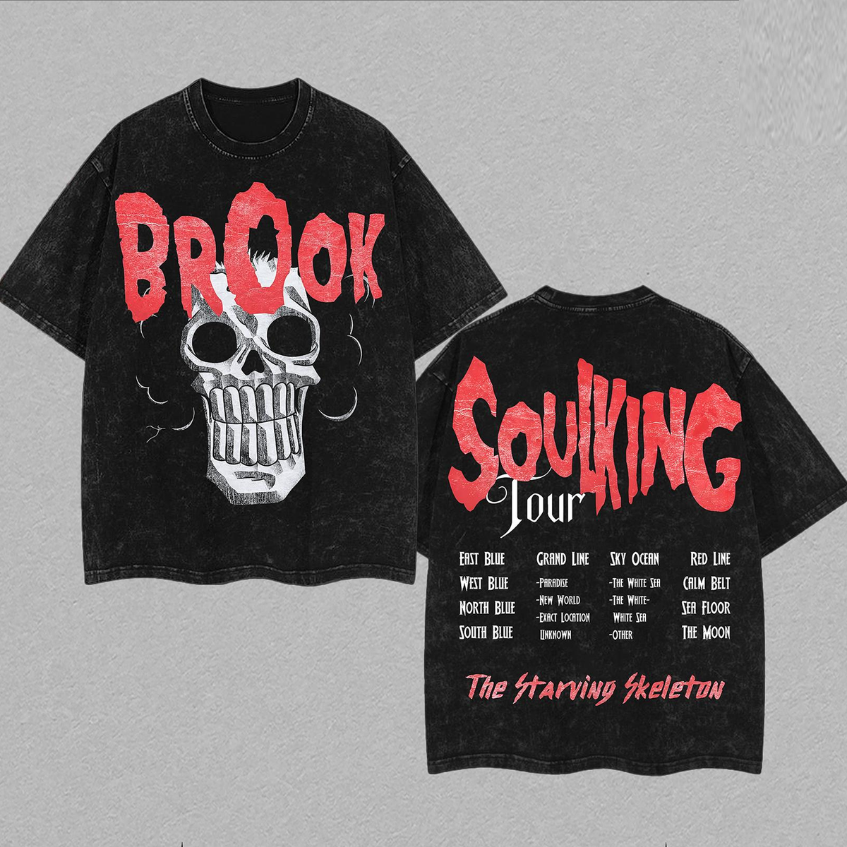 One Piece Brook "SoulKing Tour" Washed Oversized Tee – Double-Sided Print  T-Shirt