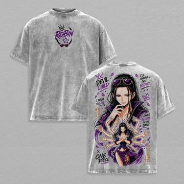One Piece  Nico Robin Anime Graphic Tee Devil Child Oversized Streetwear T-Shirt