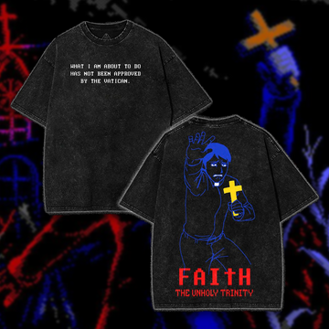 FAITH The Unholy Trinity Horror Game Washed T-Shirt