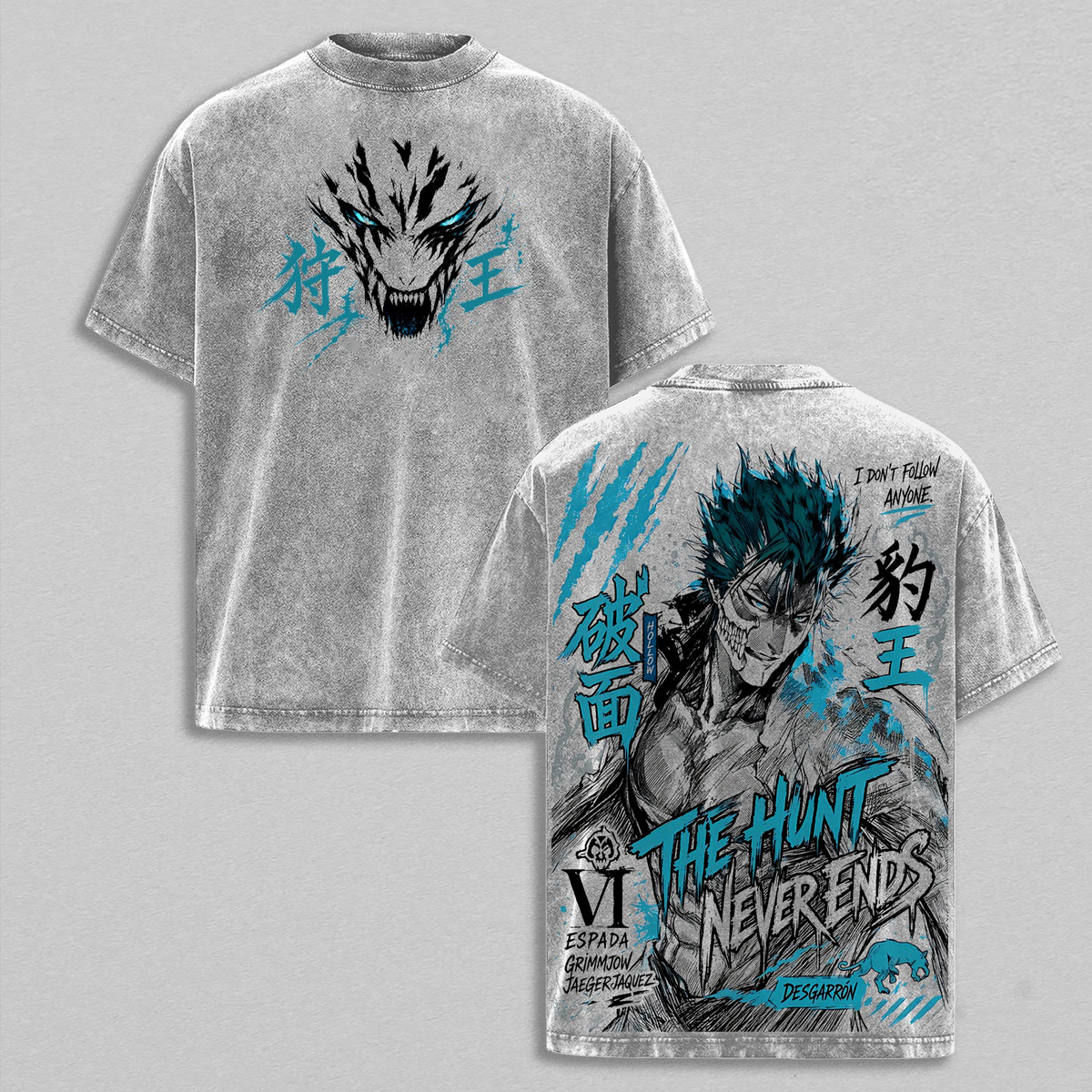 Bleach Grimmjow Jaegerjaquez Espada VI Vintage Washed Anime T-Shirt