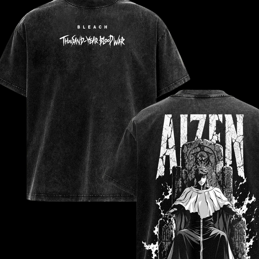 Bleach Sosuke Aizen Bleach TYBW Men’s Graphic  Double Sided Throne Anime T-Shirt