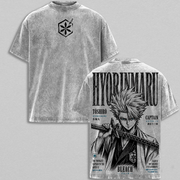 Bleach Toshiro Hitsugaya Bleach Vintage Washed Heavyweight Cotton Hyorinmaru Ice Dragon Soul Reaper T-Shirt