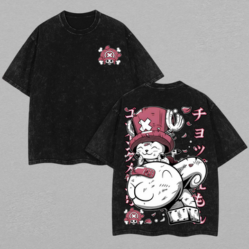 One Piece Chopper x Merryy Cute Pirate Tee, Double Sided Oversized Anime T-Shirt