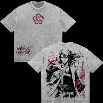Bleach Byakuya Kuchiki Bankai Senbonzakura Bleach Men’s Graphic Double Sided Anime T-Shity