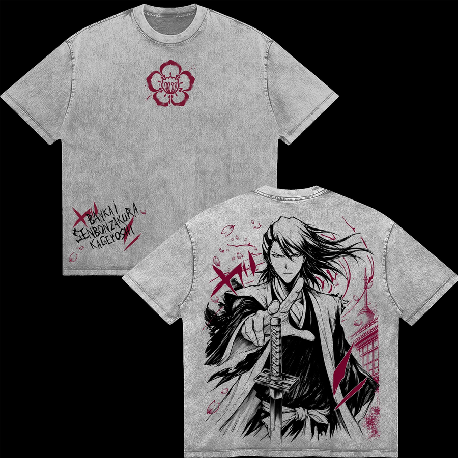 Bleach Byakuya Kuchiki Bankai Senbonzakura Bleach Men’s Graphic Double Sided Anime T-Shity