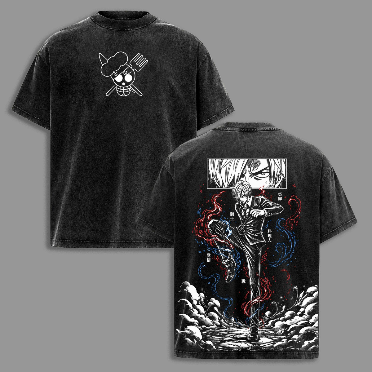 One Piece Sanji Vintage Washed Graphic T Shirt