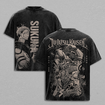 Jujutsu Kaisen Sukuna  Vintage Washed OverSize Cotton T-Shirt