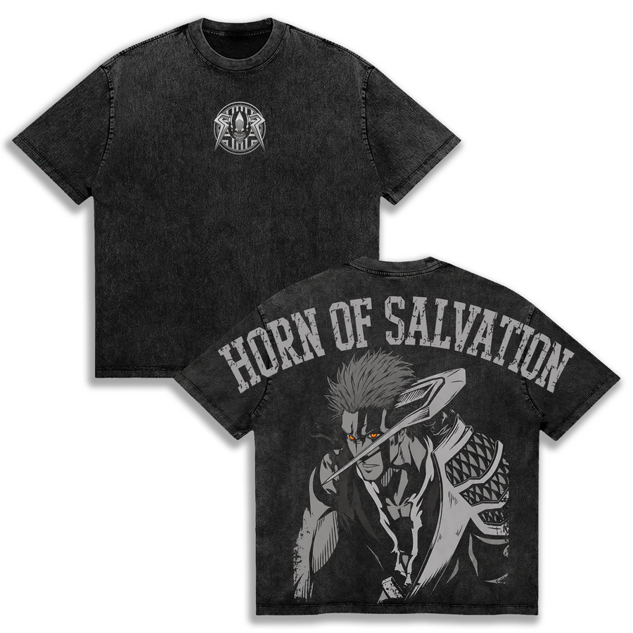 Bleach Ichigo ''Horn of Salvation'' Vintage Washed Thousand Year Blood War Graphic T-Shirt