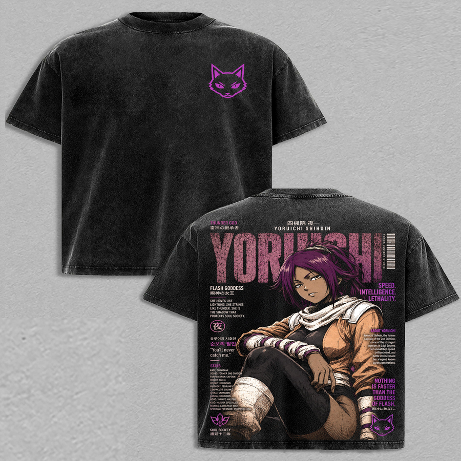 Bleach Yoruichi Shihouin Bleach Vintage Washed Anime T-Shirt