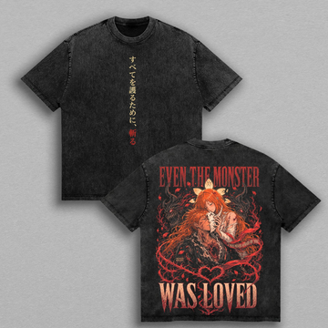 Bleach Ichigo Kurosaki x Orihime Inoue Even The Monster Was Loved Anime Graphic T-Shirt