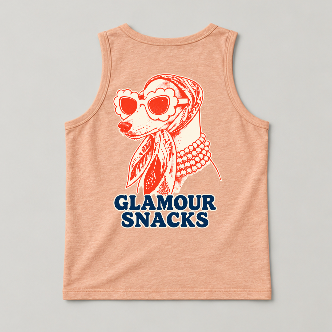 Glamour Snacks Fashion Dog — Washed apparel mockup 14