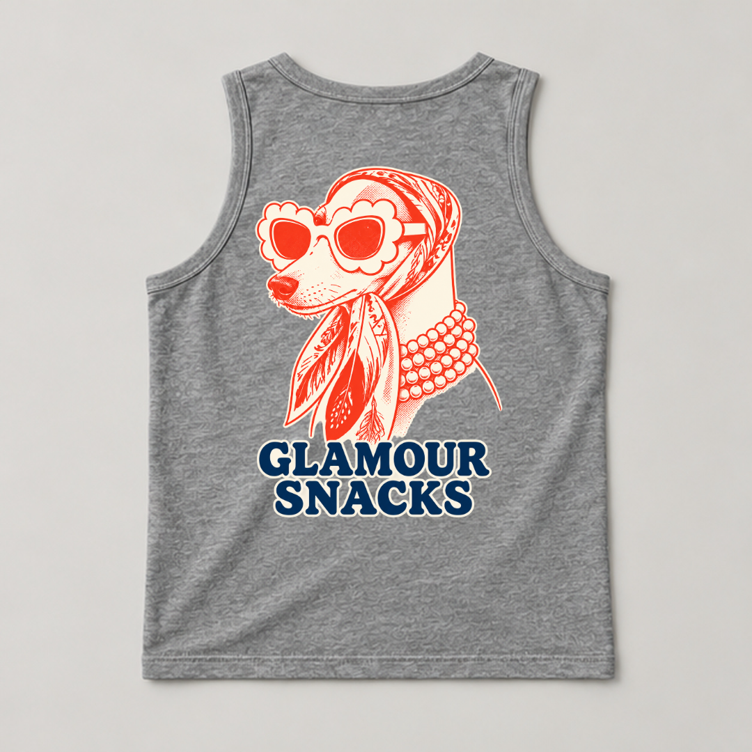 Glamour Snacks Fashion Dog — Washed apparel mockup 15