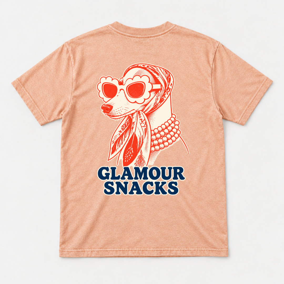 Glamour Snacks Fashion Dog — Washed apparel mockup 2
