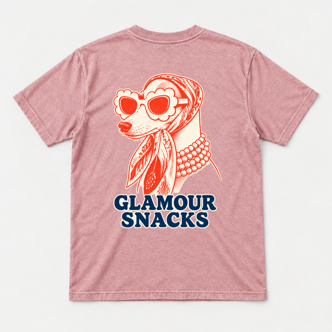 Glamour Snacks Fashion Dog — Washed apparel mockup 4