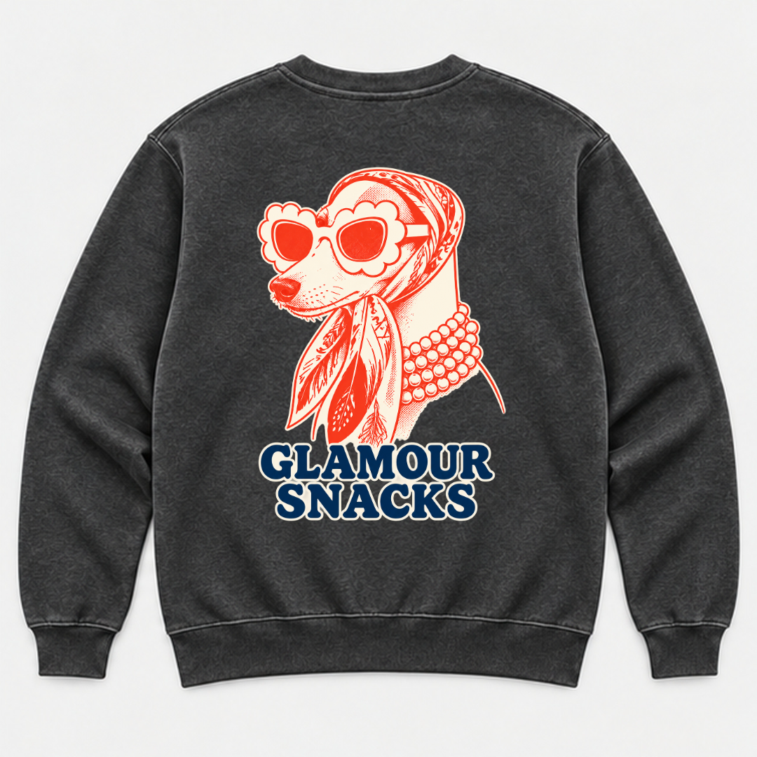 Glamour Snacks Fashion Dog — Washed apparel mockup 5