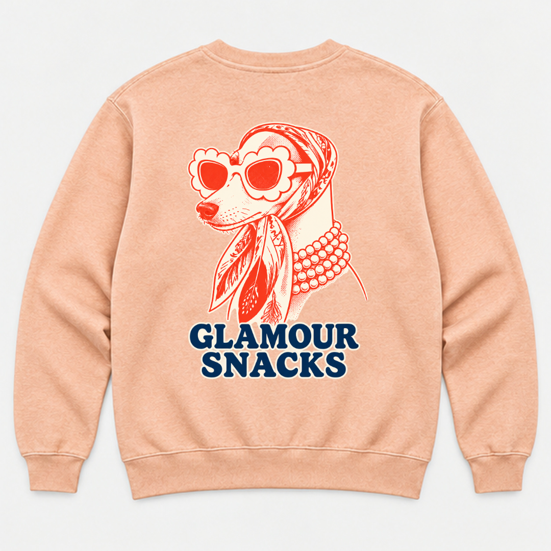 Glamour Snacks Fashion Dog — Washed apparel mockup 6